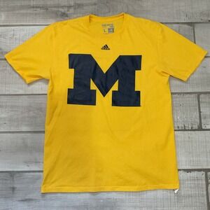 MICHIGAN WOLVERINES T Shirt Mens Large Short Sleeve Yellow Adidas Go To Tee